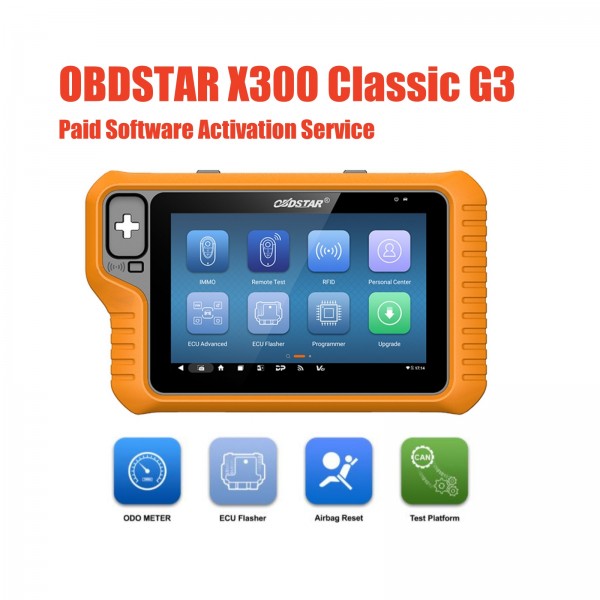 Cluster Calibration + Airbag Reset + ECU Flasher + Test Platform Paid Software Activation Service for OBDSTAR X300 Classic G3