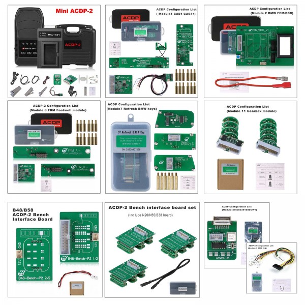 Yanhua ACDP-2 BMW Full Package with Module 1/2/3/4/7/8/11 + License for BMW Key Programming Cluster Correction Get Free B48/ N20/ N55/ B38 Bench Board