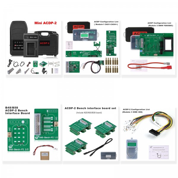 Yanhua Mini ACDP-2 BMW IMMO Package with Module1/2/3 and B48/N20/N55/B38 Bench Board for BMW CAS1-CAS4+/FEM/BMW DME ISN Read & Write 